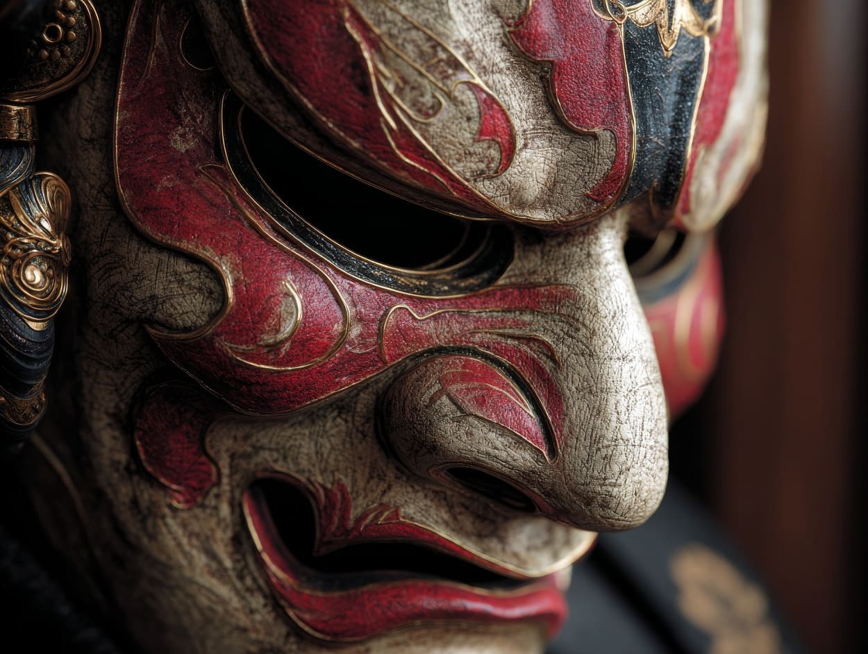 Tenture Murale Masque Japonais