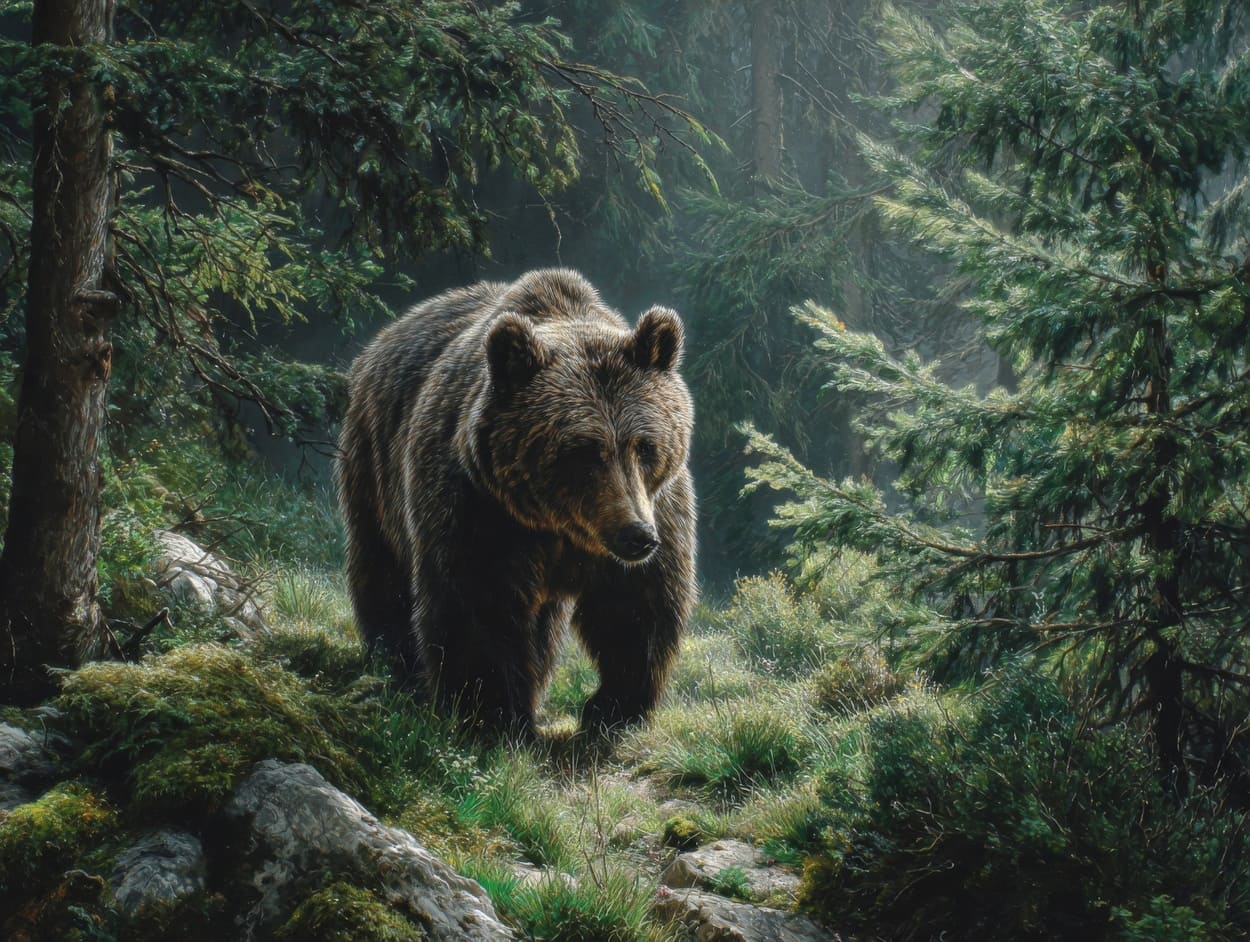 Tenture Murale Ours en Foret