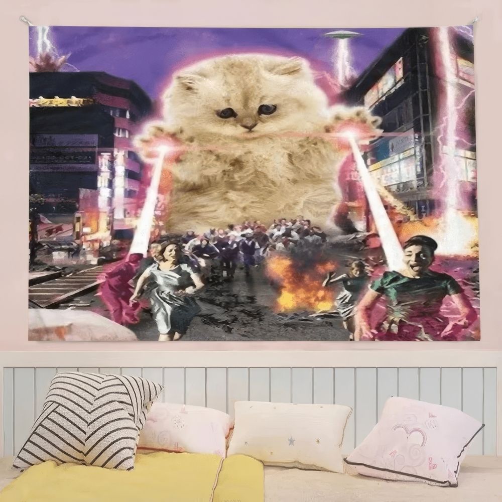 Tenture Murale Chat Surpuissant au Laser