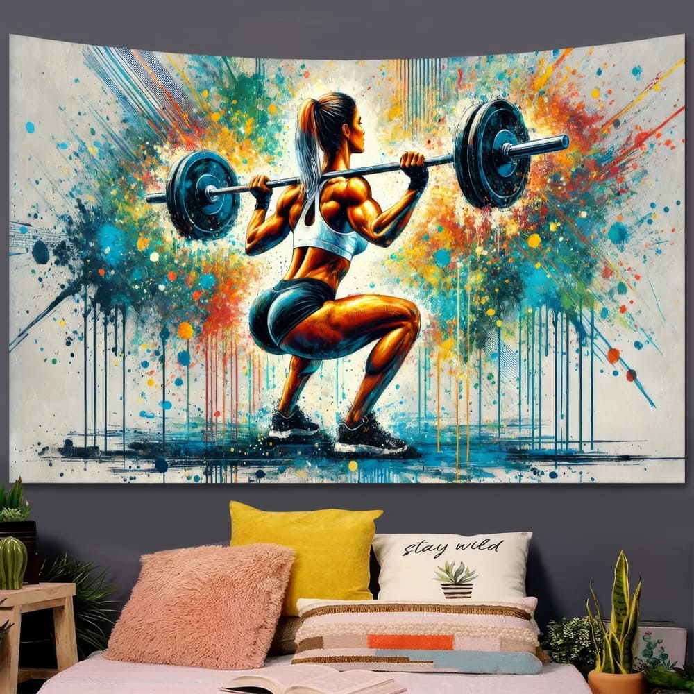 Tenture Murale Femme Musculation Crossfit