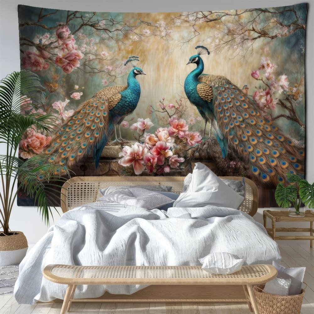 Tenture Murale Paons Resplendissants