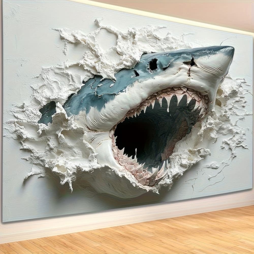 Tenture Murale Requin Trompe l'œil
