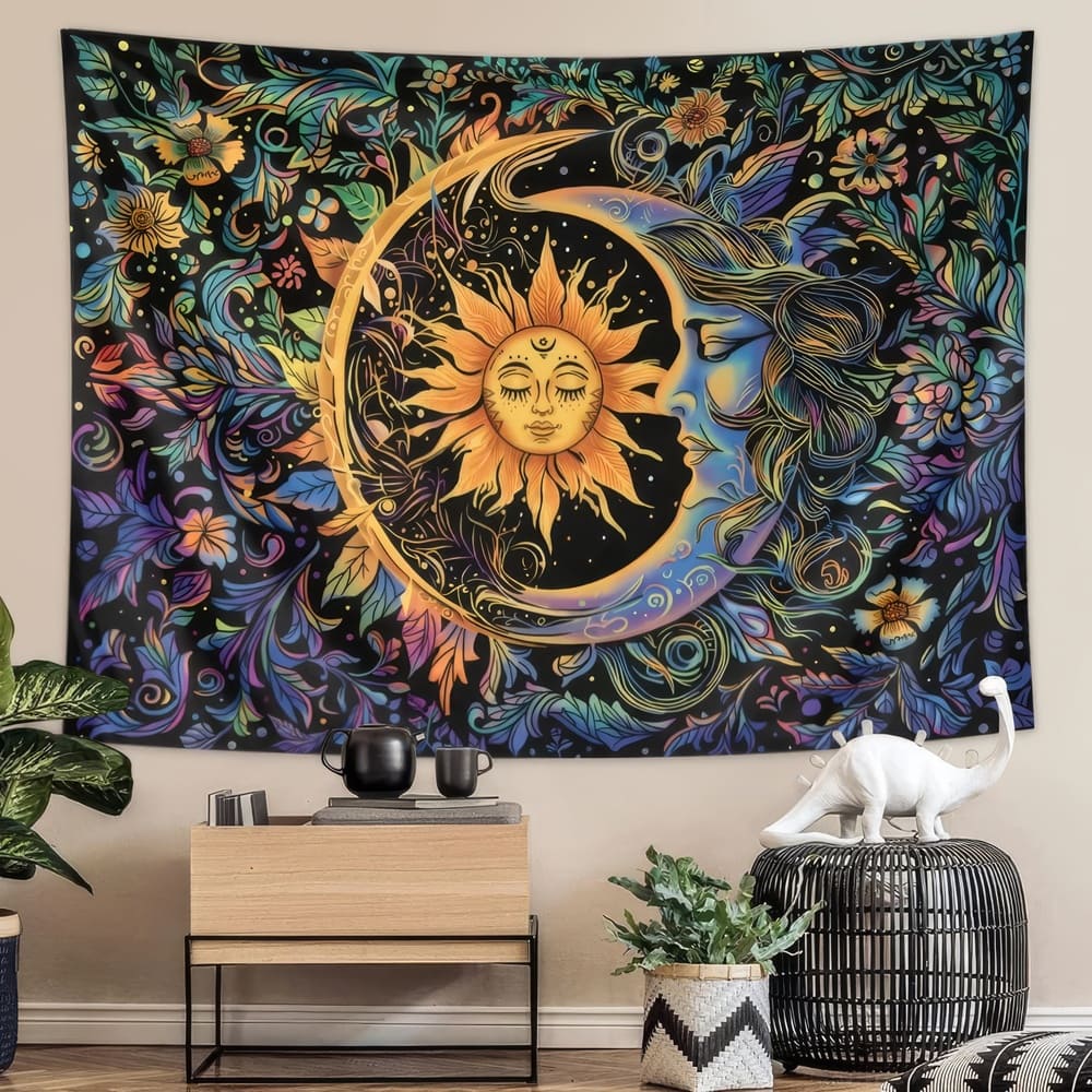 Tenture Murale Soleil Lune Hippie