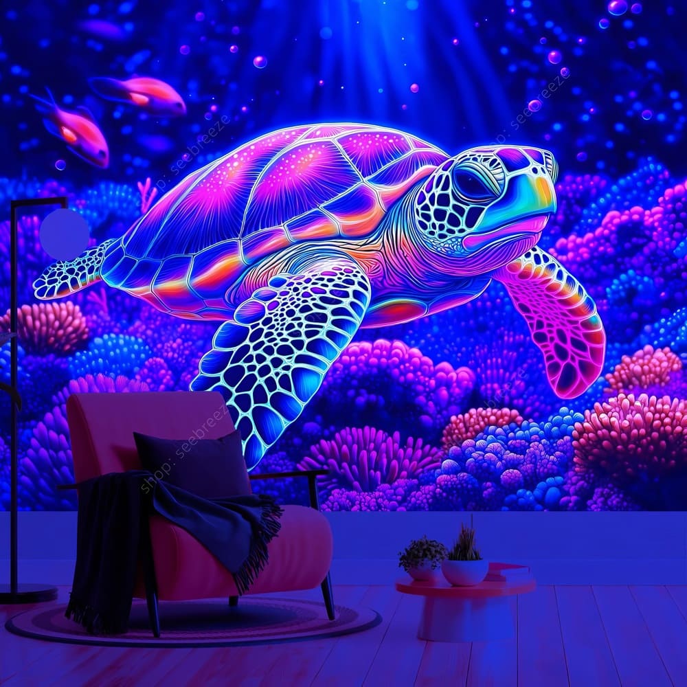 Tenture Murale Tortue Néon