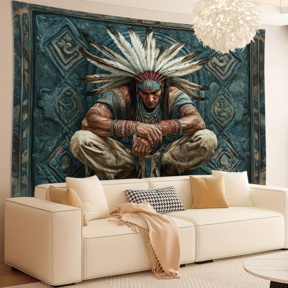 Tenture Murale Chef Amérindien
