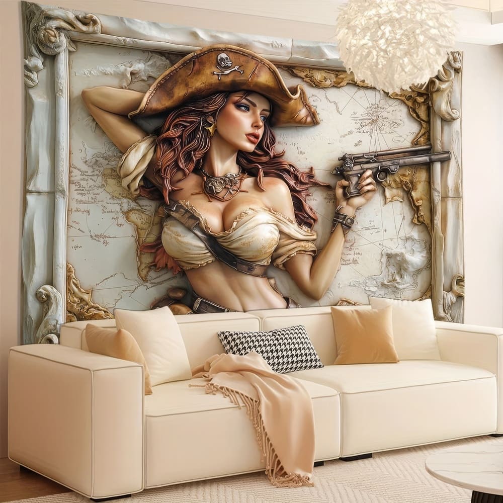 Tenture Murale Femme Pirate