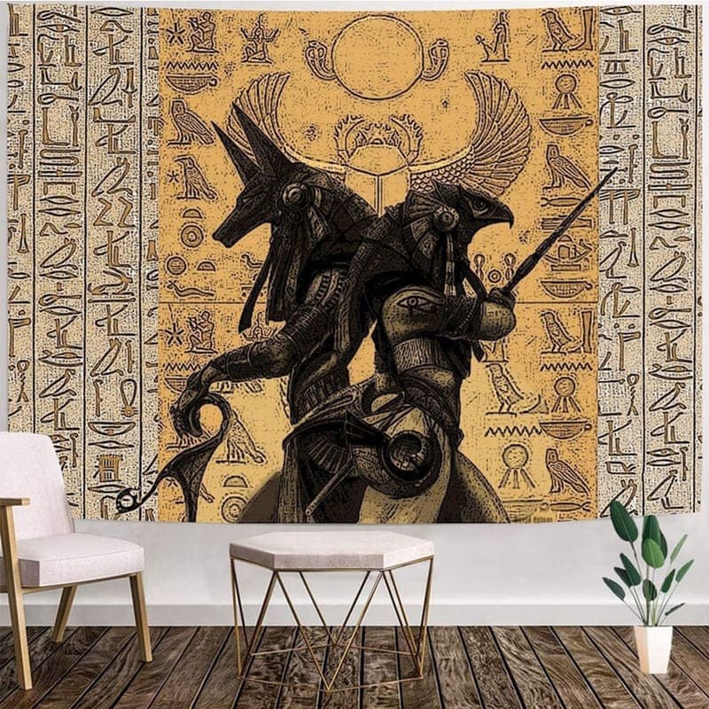Tenture Murale Anubis et Rê