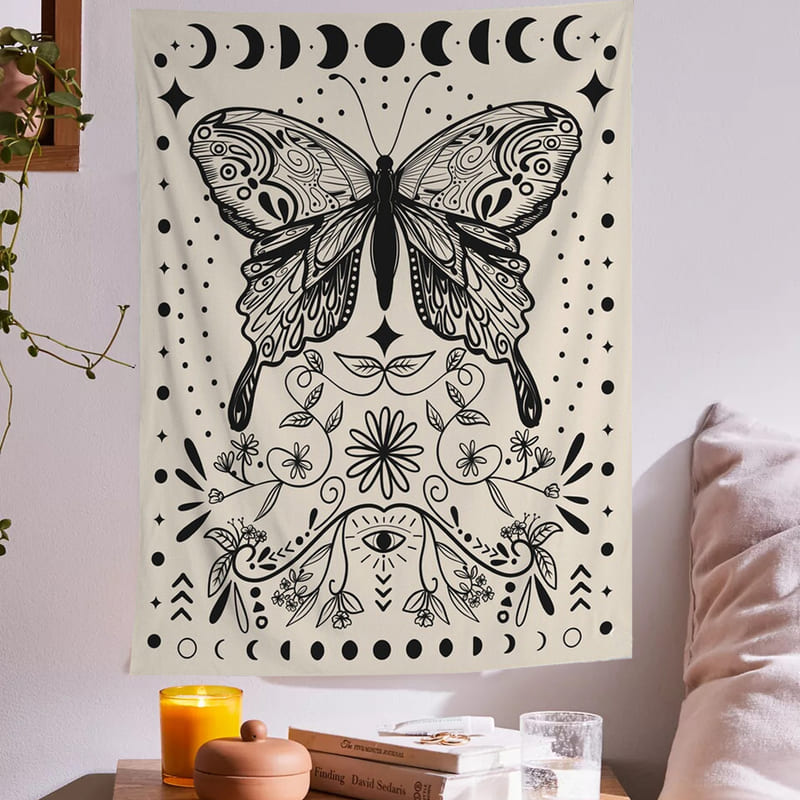 Tenture Murale Papillon et Lunes