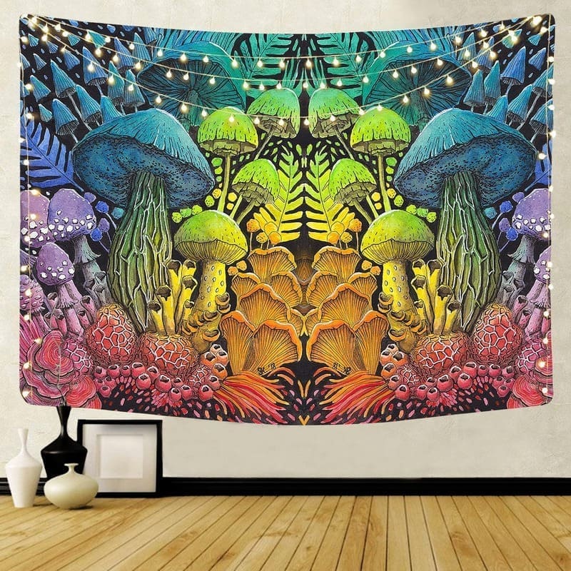 Tenture Murale Champignons Multicolores
