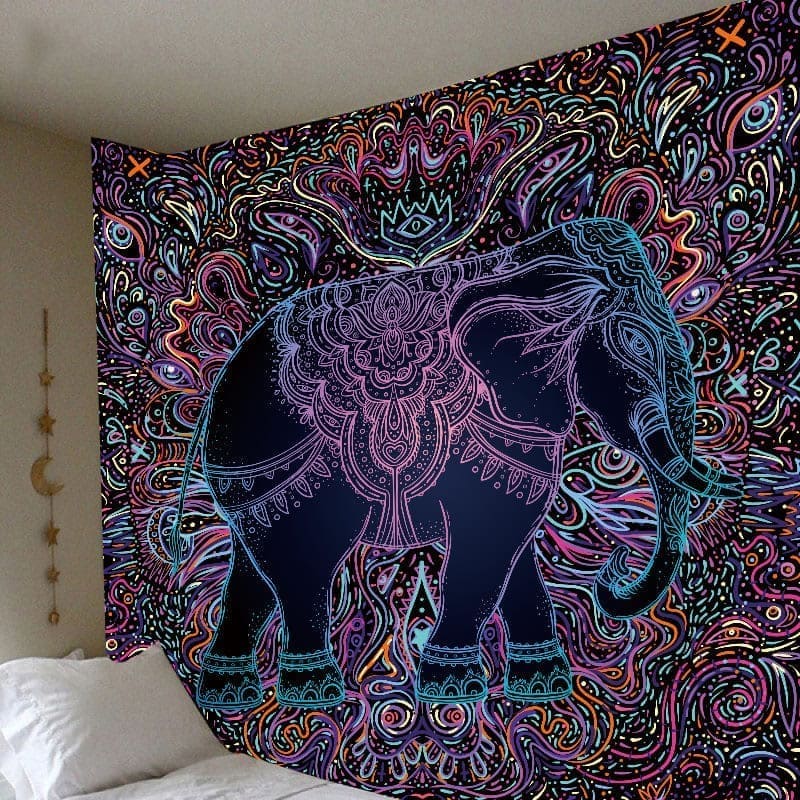 Tenture Murale Éléphant Psychédélique
