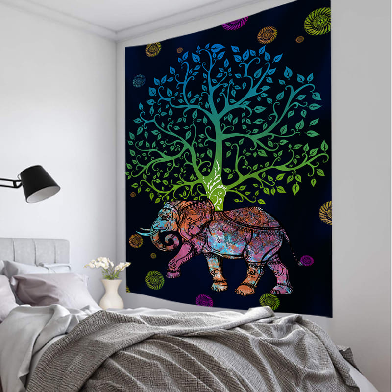 Tenture Murale Arbre de Vie Éléphant