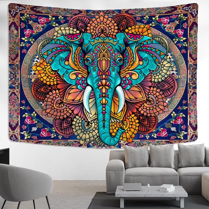 Tenture Murale Mandala Éléphant