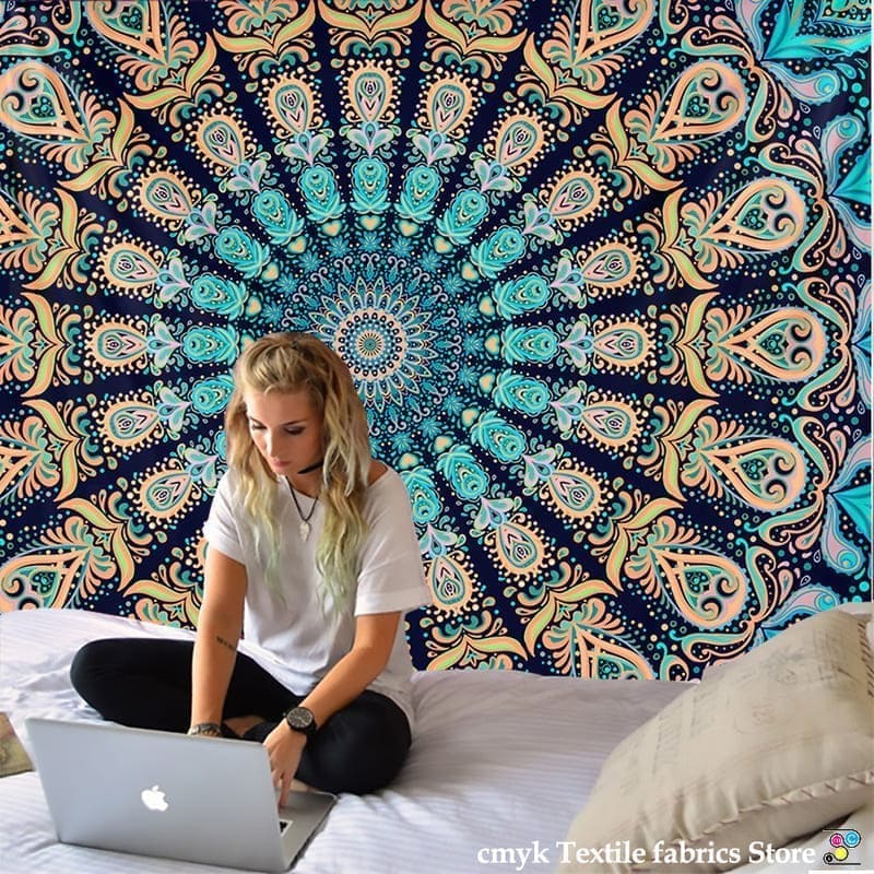 Tenture Murale Mandala Turquoise