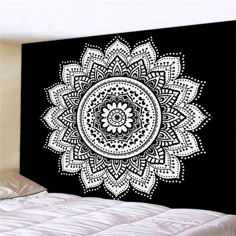 Tenture Murale Mandala Noir et Blanc