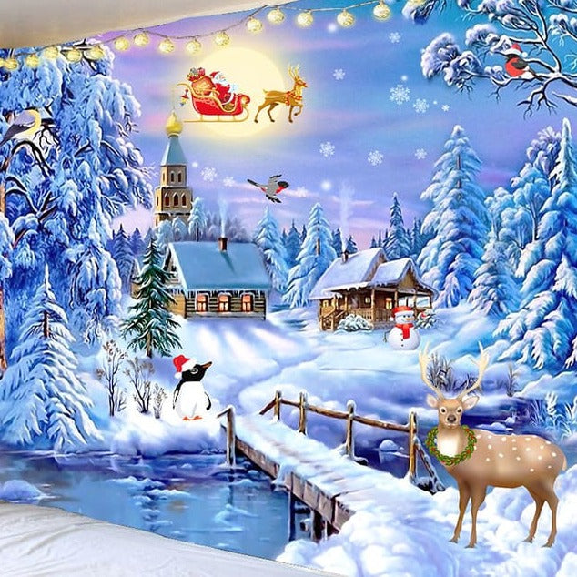 Tenture Murale Noel Sous La Neige
