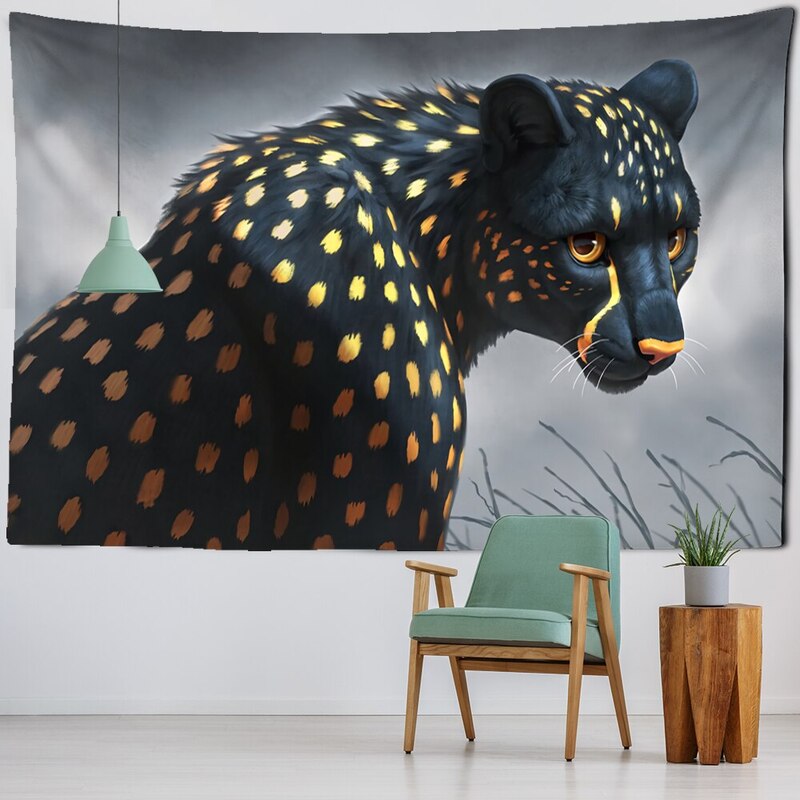 Tenture Murale Puma Noir et Doré