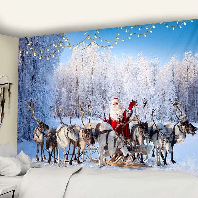 Tenture Murale Traineau de Noel dans la Neige