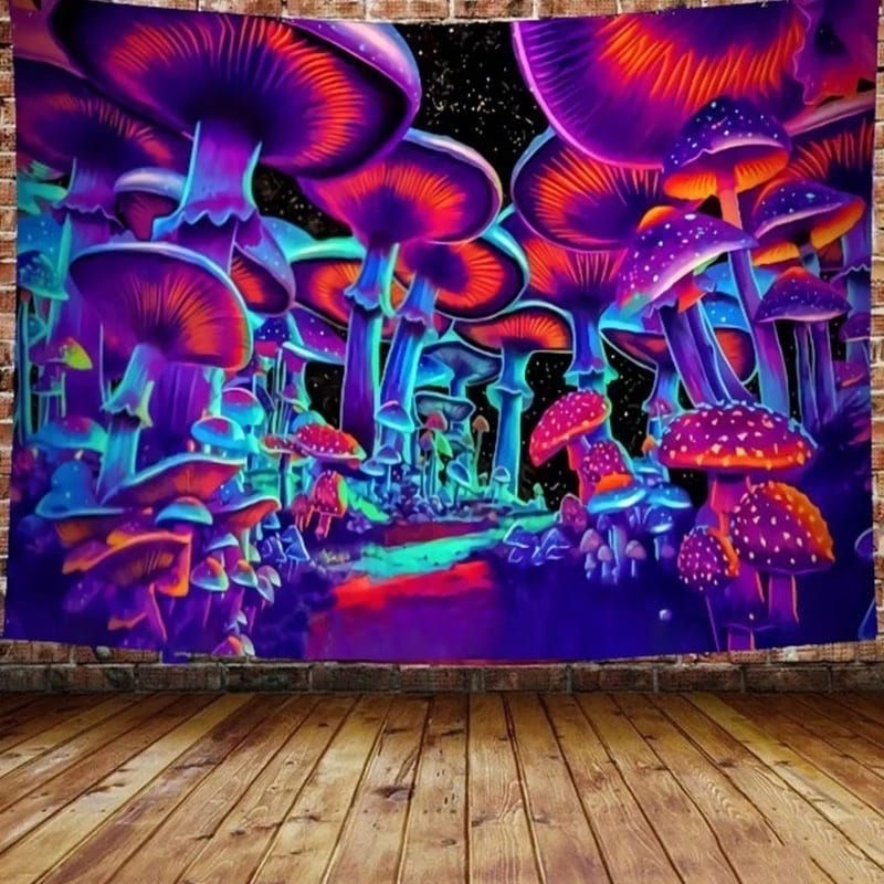 Tenture Murale Psychédélique Champignon Phosphorescent