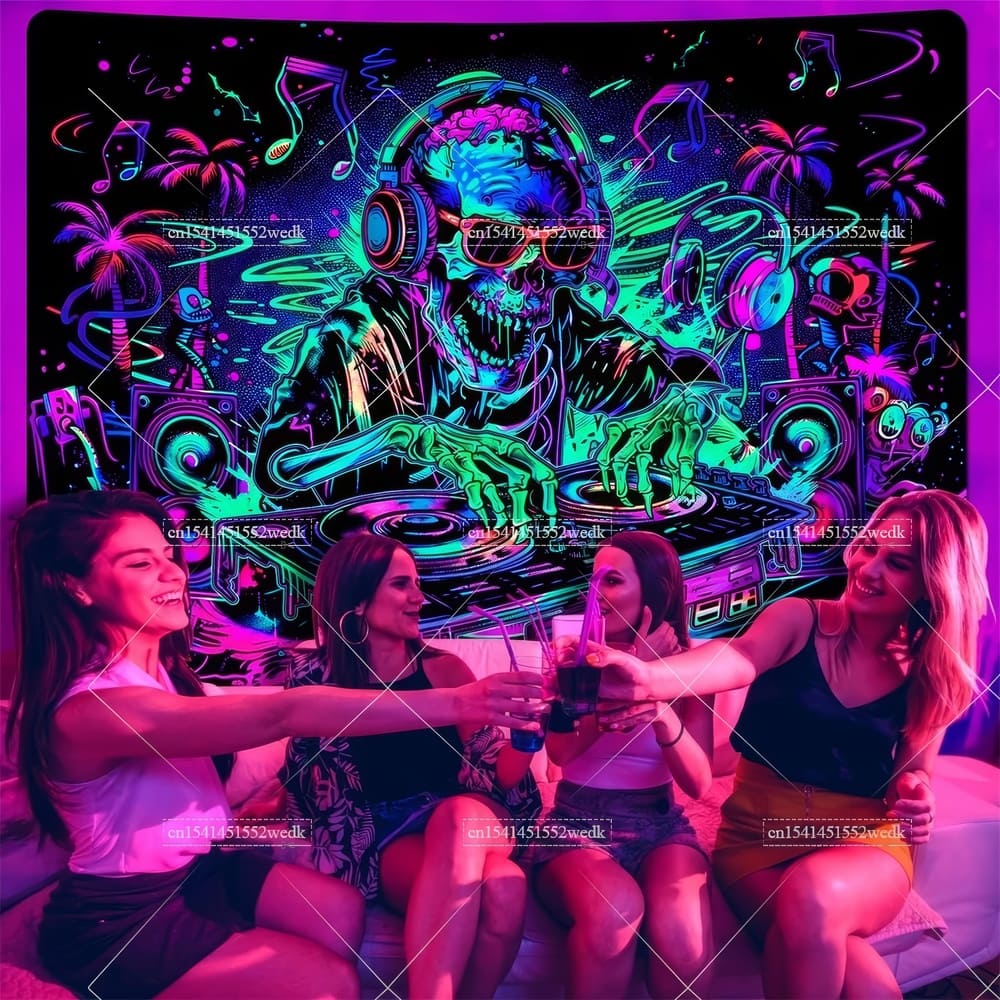 Tenture Murale DJ Squelettique Psyché