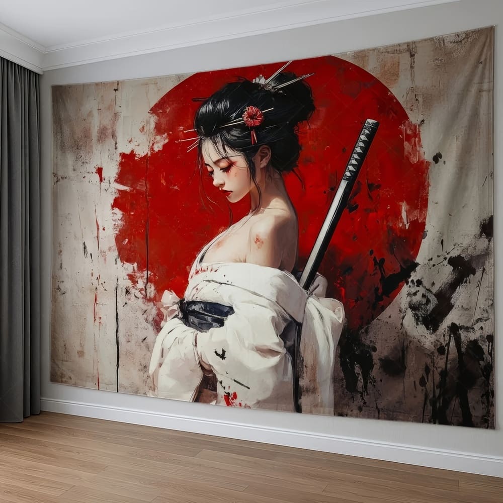 Tenture Murale Femme Samouraï