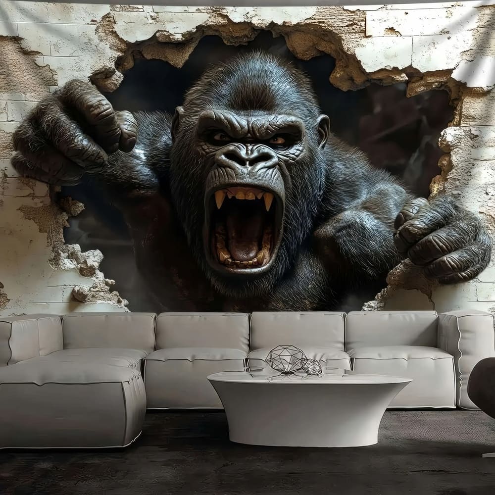 Tenture Murale Gorille Mur Cassé