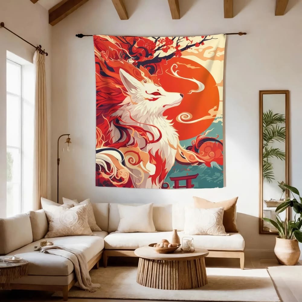 Tenture Murale Kitsune le Mystérieux