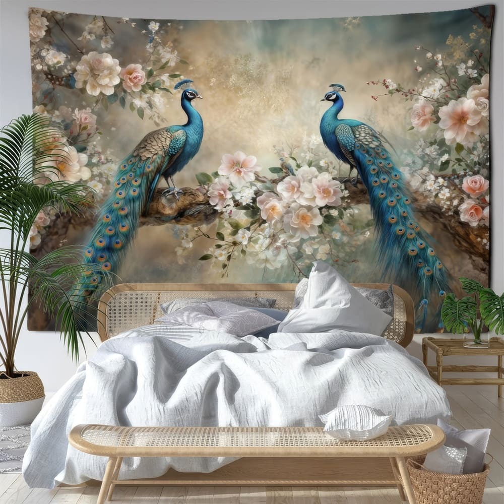 Tenture Murale Paons Resplendissants