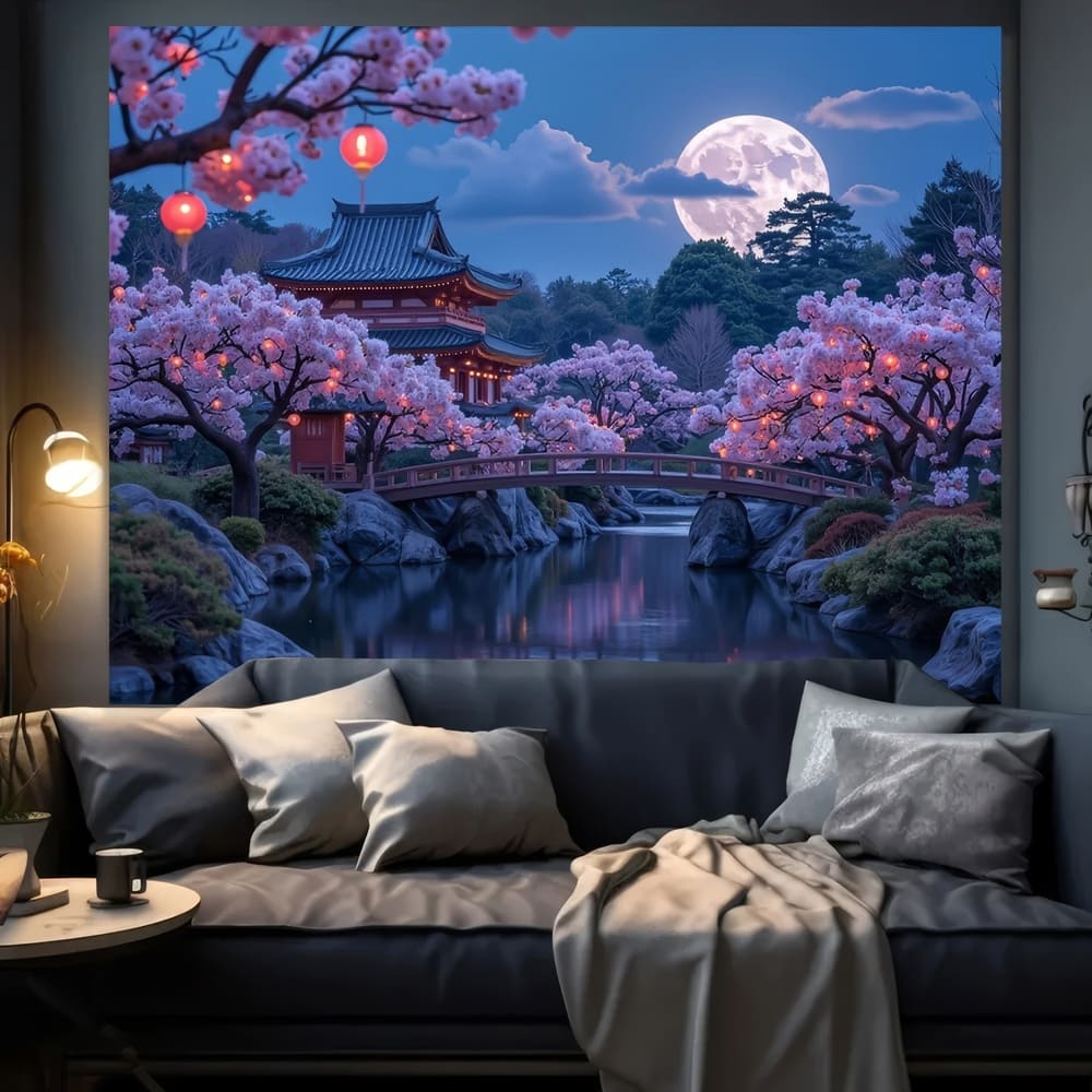 Tenture Murale Temple Japonais Féerique