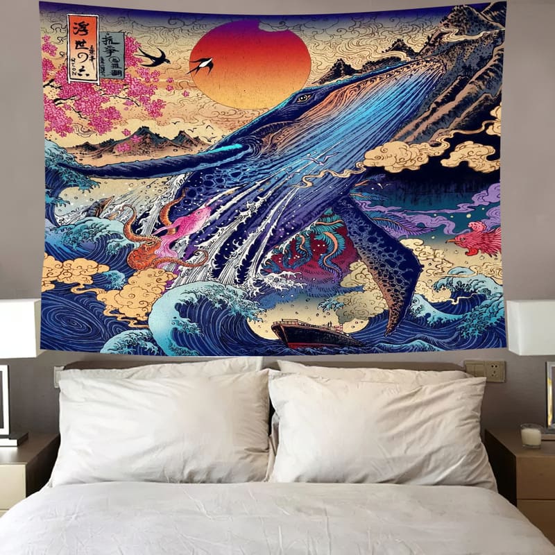 Tenture Murale Baleine Japonaise