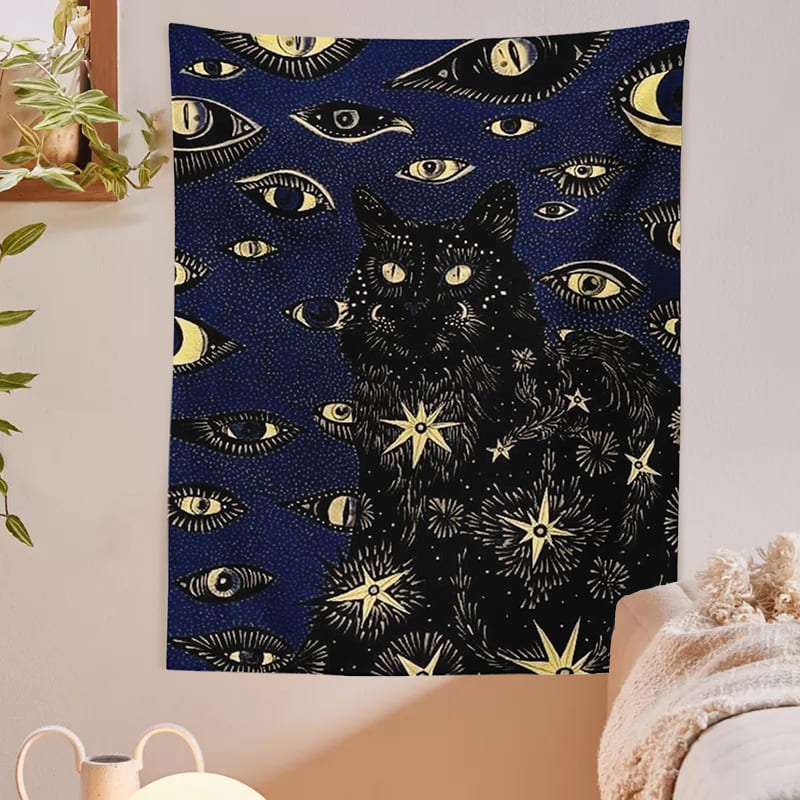 Tenture Murale Chat Noir