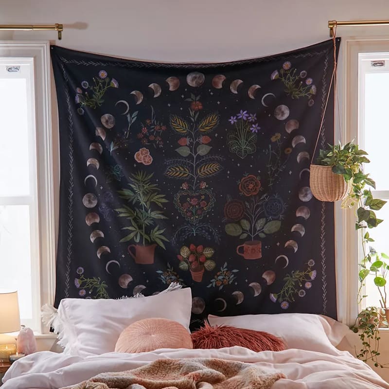 Tenture Murale Mandala Fleurs et Lunes