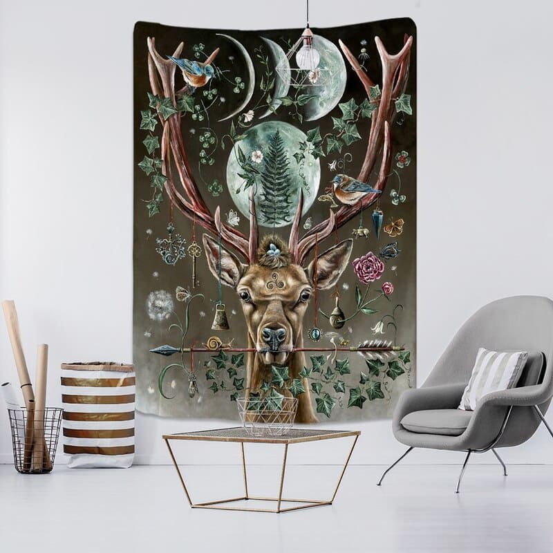 Tenture Murale Cerf Abstrait