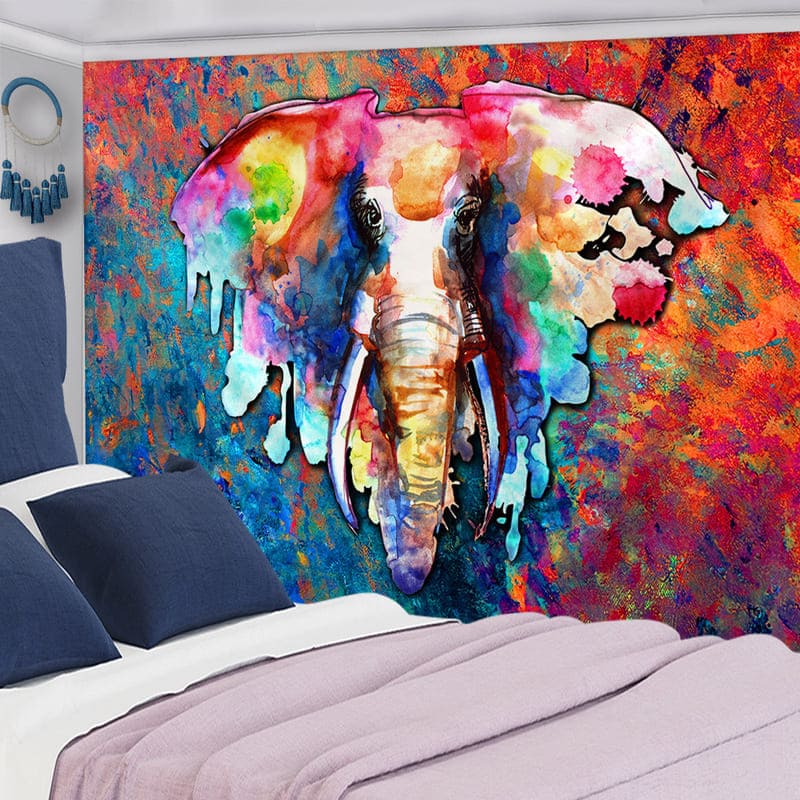 Tenture Murale Éléphant Multicolore