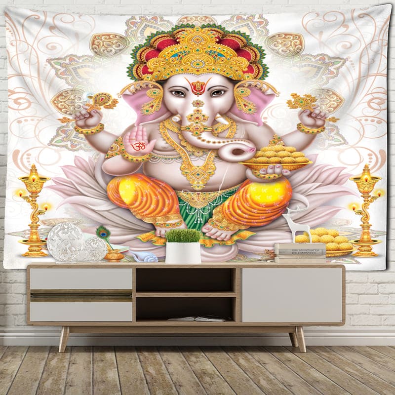 Tenture Murale Ganesh Doré