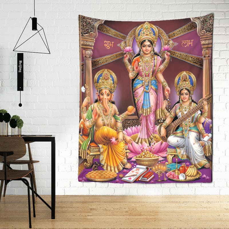 Tenture Murale Ganesh et Devi