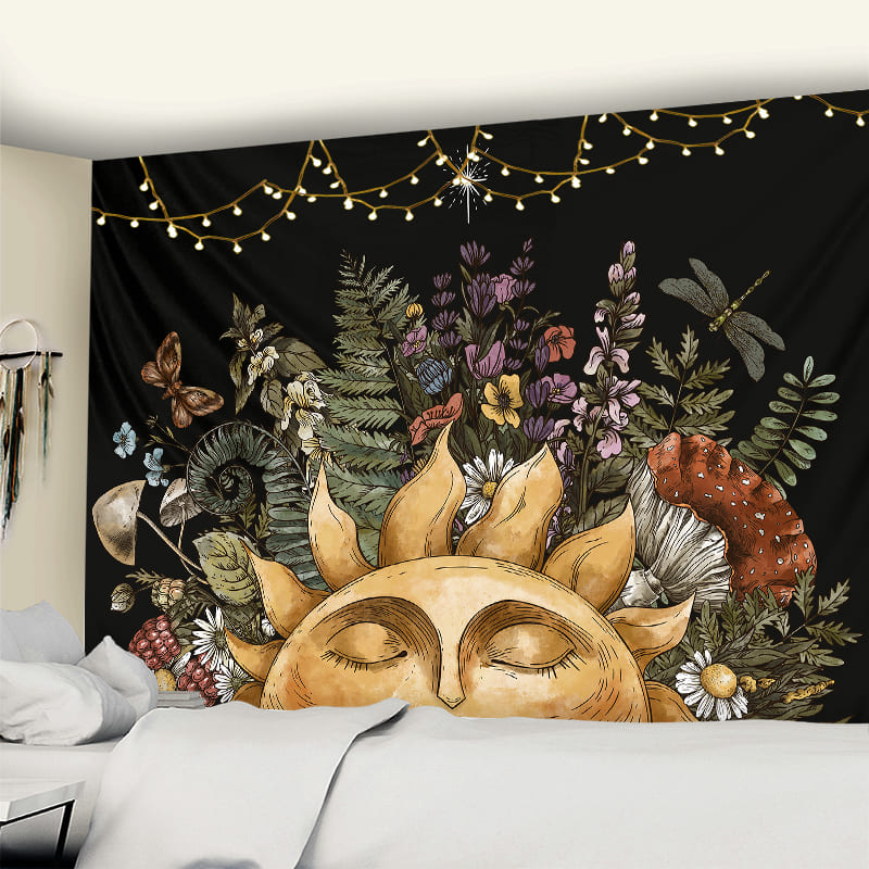 Tenture Murale Fleurs et Soleil