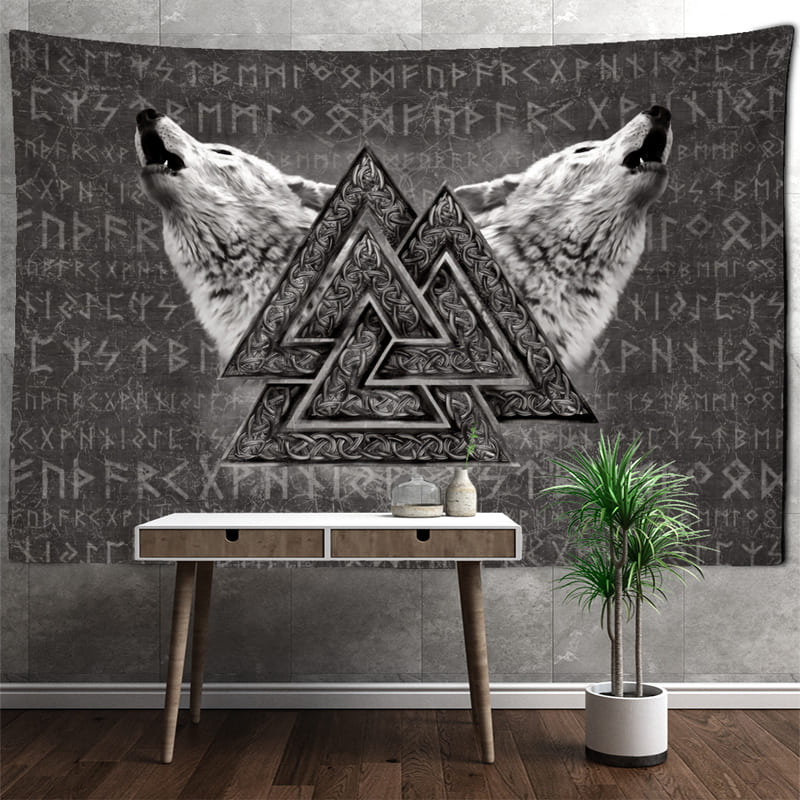 Tenture Murale Loup Viking