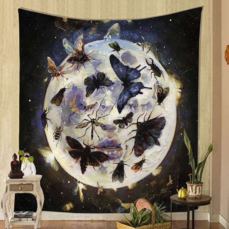Tenture Murale Lune et Papillons