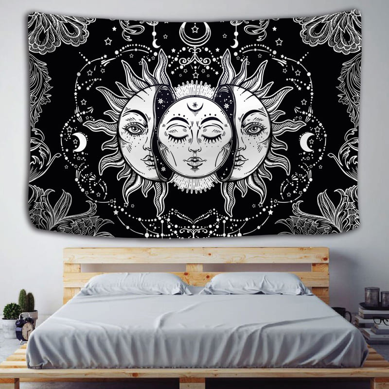Tenture Murale Lune et Soleil Mandala