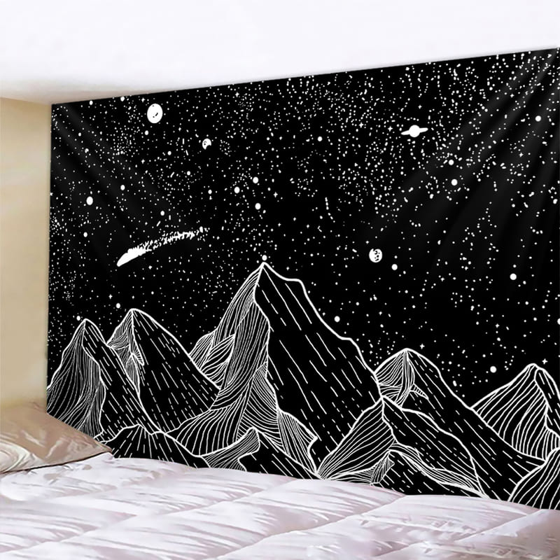 Tenture Murale Montagne et Ciel Etoilé
