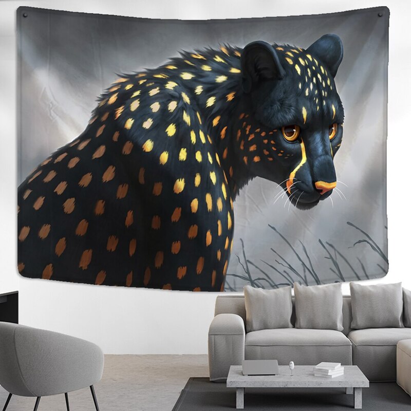 Tenture Murale Panthère Noire et Dorée