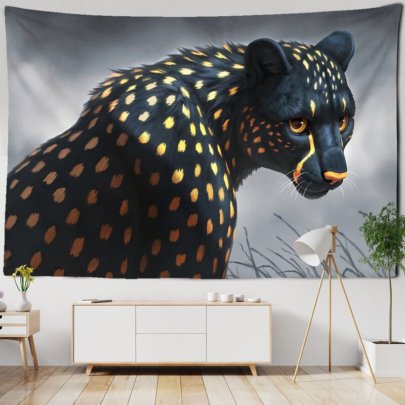 Tenture Murale Panthère Noire et Dorée