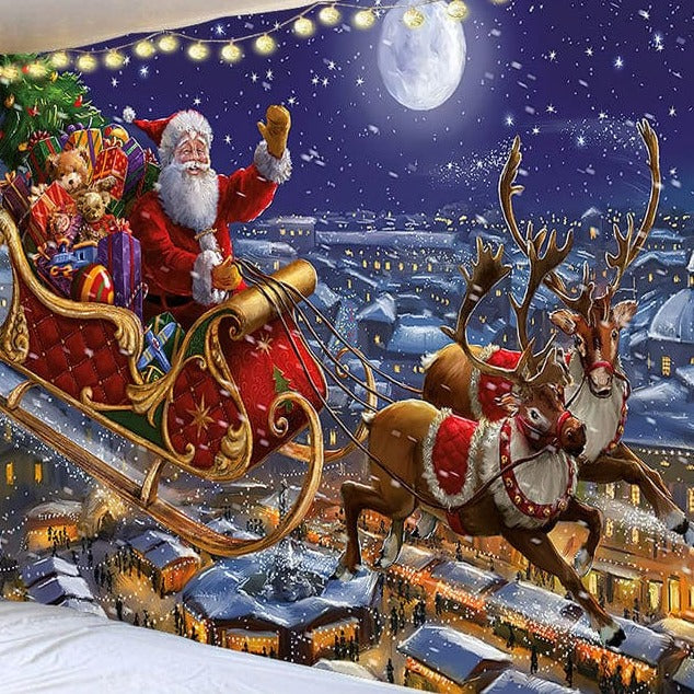 Tenture Murale Père Noel en Traineau